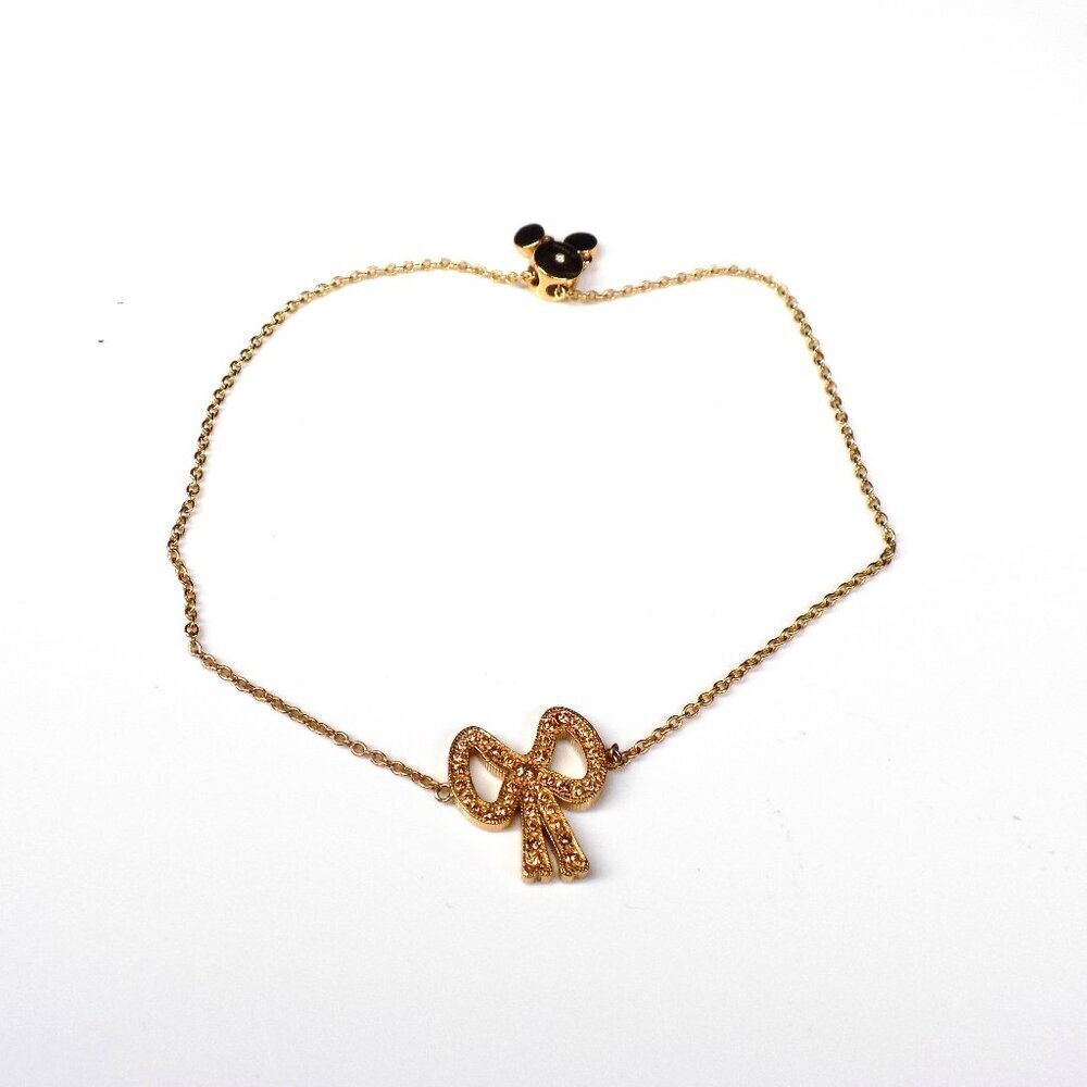 Coach Slider Bracelet Bow Pave Crystals Gold-tone Thailand up to 8"